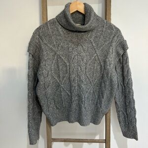 Elie Tahari Gray Cable Knit Turtleneck Sweater Cropped Women’s Size XS